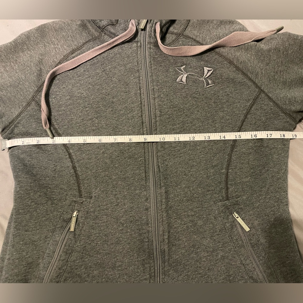 Under Armour Women’s Storm ColdGear Jacket Medium — Gray Hooded Fleece Outerwear - Picture 3 of 5